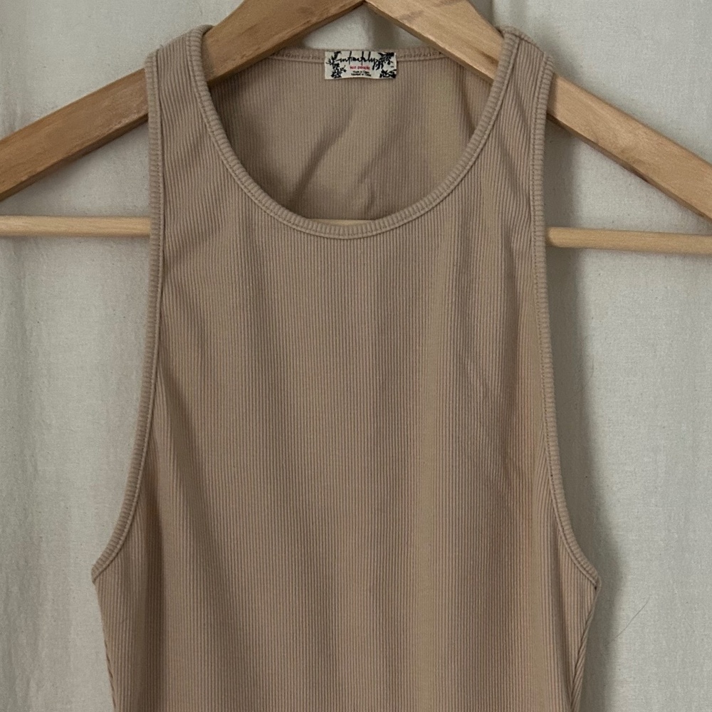 Free People Ribbed Body Suit - Tan